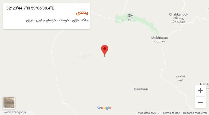 روستای پدندی بر روی نقشه