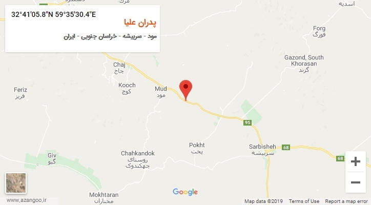 روستای پدران علیا بر روی نقشه