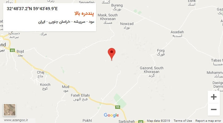 روستای پنددره بالا بر روی نقشه