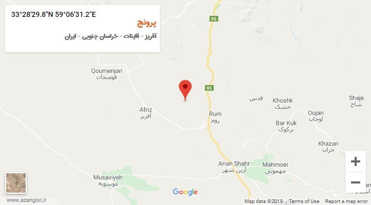 روستای پرونج بر روی نقشه