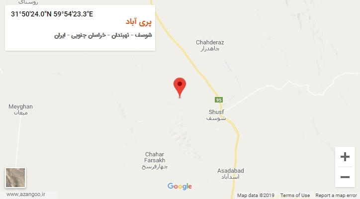 روستای پری آباد بر روی نقشه