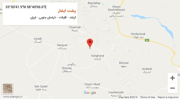 روستای پشت ابشار بر روی نقشه