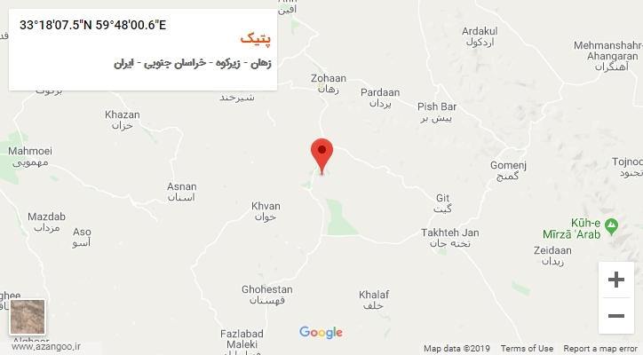 روستای پتیک بر روی نقشه