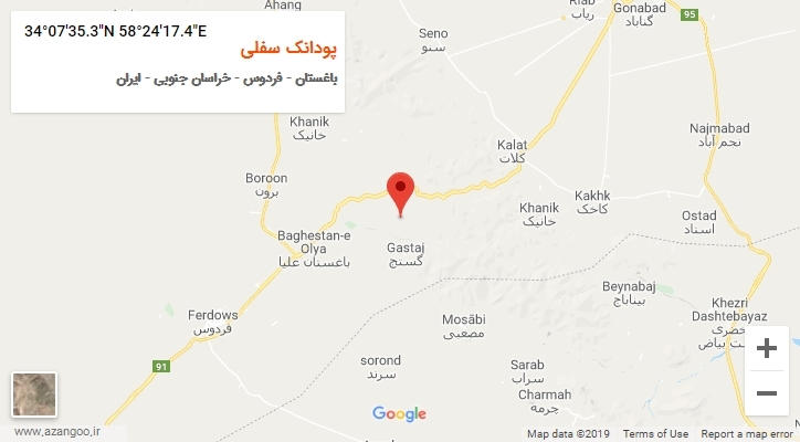 روستای پودانک سفلی بر روی نقشه