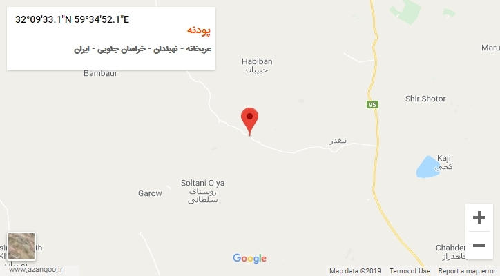 روستای پودنه بر روی نقشه