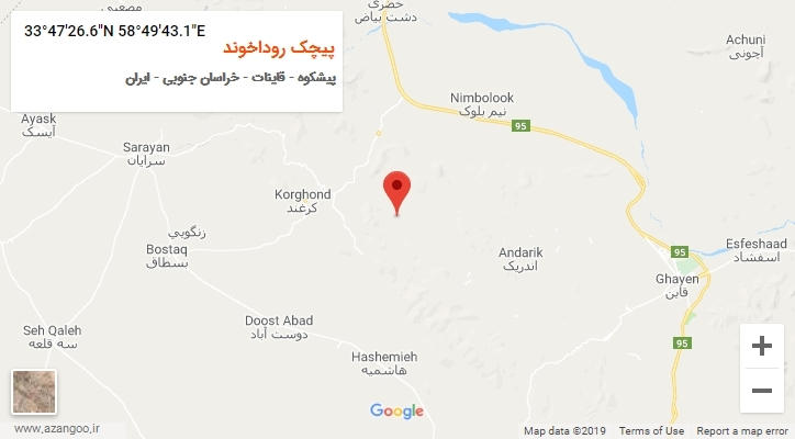 روستای پیچک روداخوند بر روی نقشه