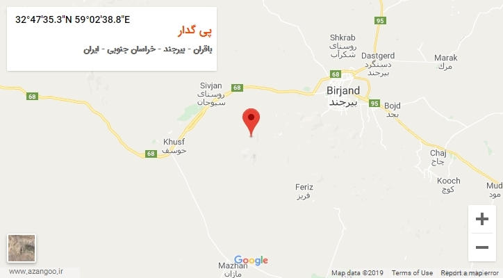 روستای پی گدار بر روی نقشه