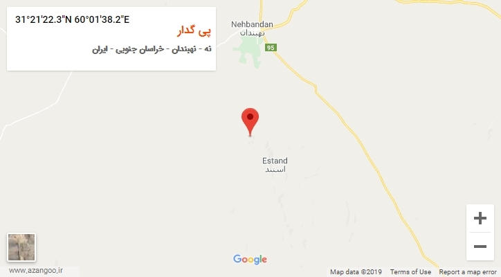 روستای پی گدار بر روی نقشه