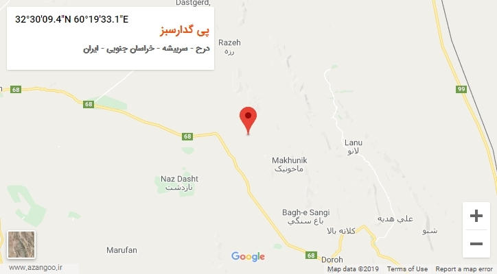 روستای پی گدارسبز بر روی نقشه