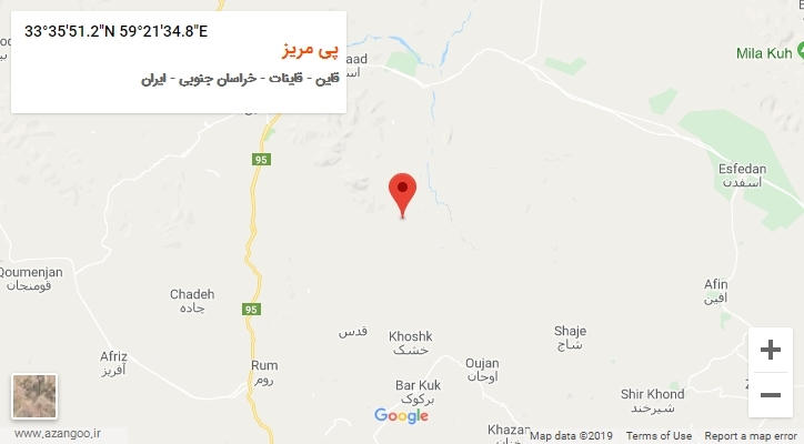 روستای پی مریز بر روی نقشه