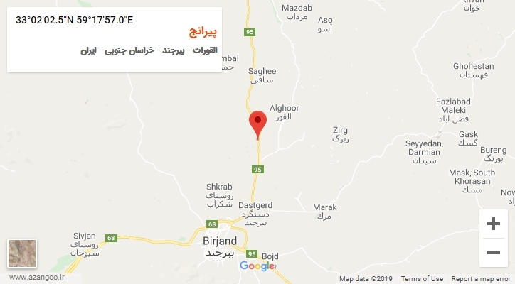 روستای پیرانج بر روی نقشه