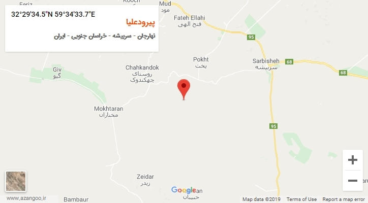 روستای پیرودعلیا بر روی نقشه