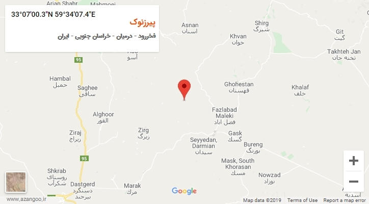 روستای پیرزنوک بر روی نقشه