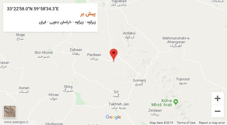 روستای پیش بر بر روی نقشه