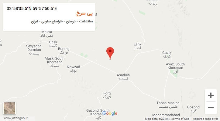 روستای پی سرخ بر روی نقشه