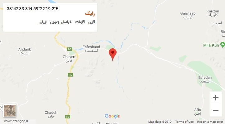 روستای رایک بر روی نقشه