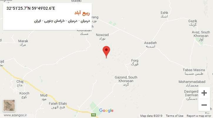 روستای ربیع آباد بر روی نقشه