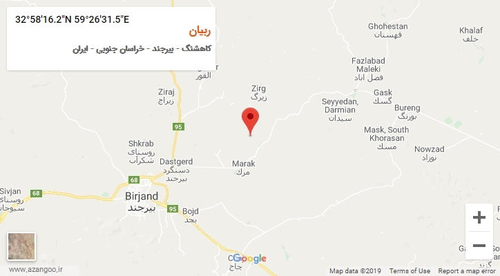 روستای ربیان بر روی نقشه