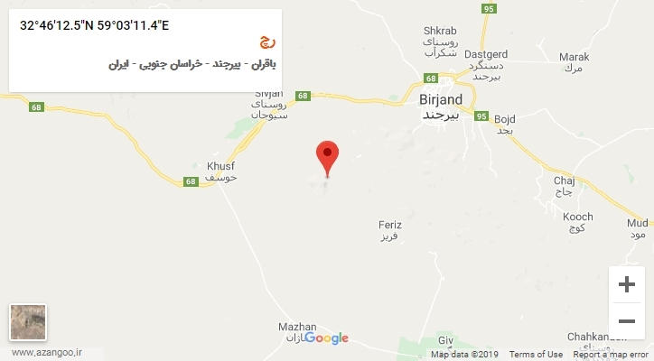 روستای رچ بر روی نقشه