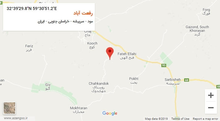 روستای رفعت آباد بر روی نقشه