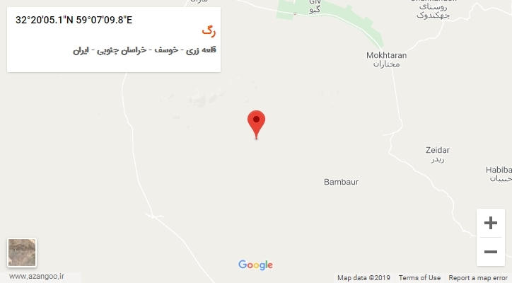 روستای رگ بر روی نقشه