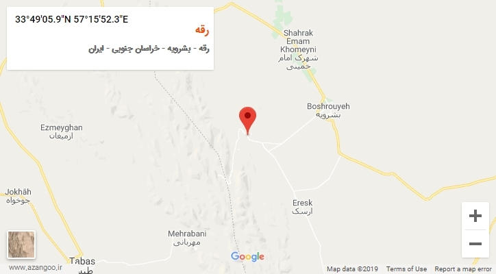 روستای رقه بر روی نقشه