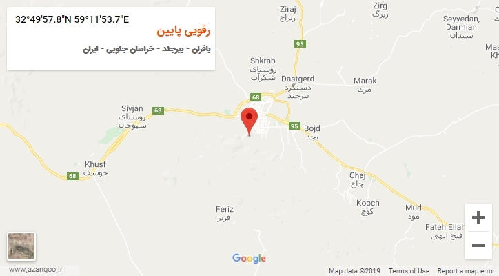 روستای رقویی پایین بر روی نقشه