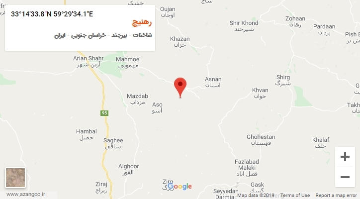 روستای رهنیچ بر روی نقشه