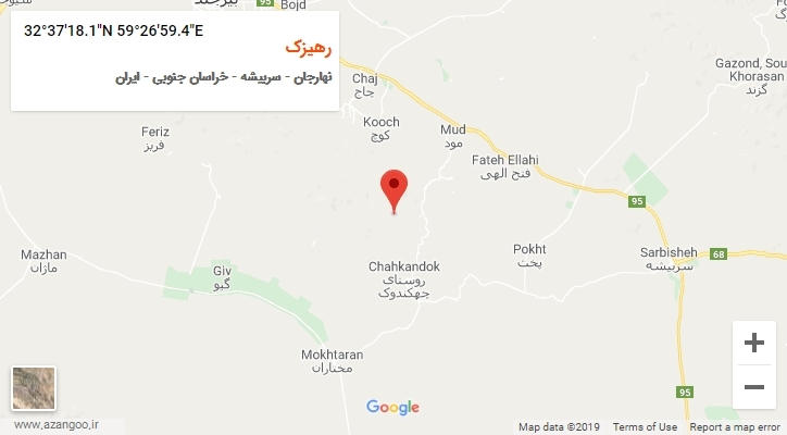 روستای رهیزک بر روی نقشه