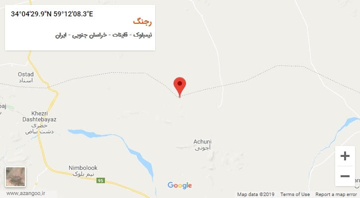 روستای رجنگ بر روی نقشه