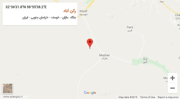روستای رکن آباد بر روی نقشه