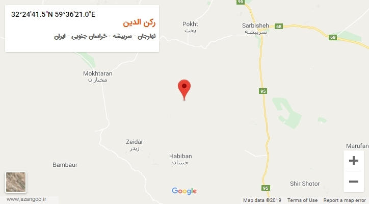روستای رکن الدین بر روی نقشه