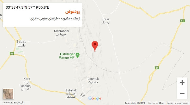روستای رودعوض بر روی نقشه