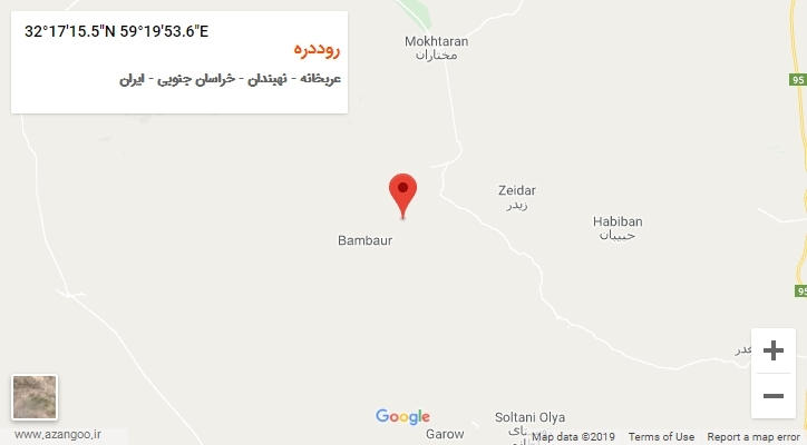 روستای روددره بر روی نقشه