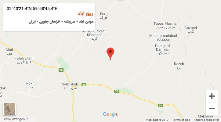 روستای ریق آباد بر روی نقشه
