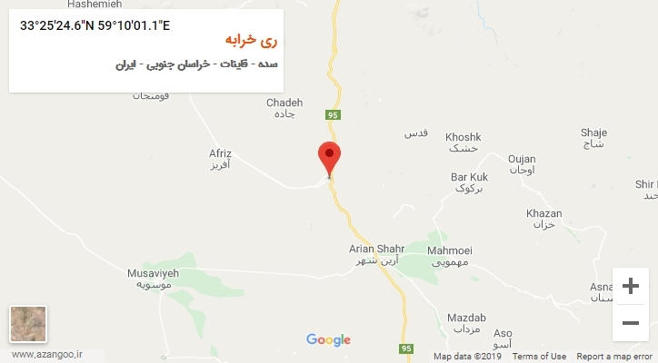 روستای ری خرابه بر روی نقشه