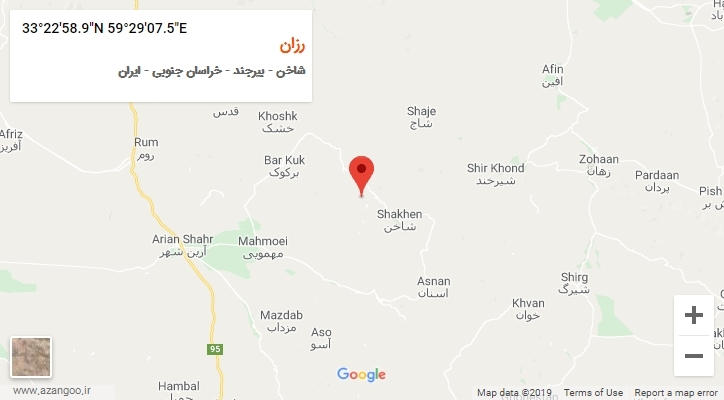 روستای رزان بر روی نقشه