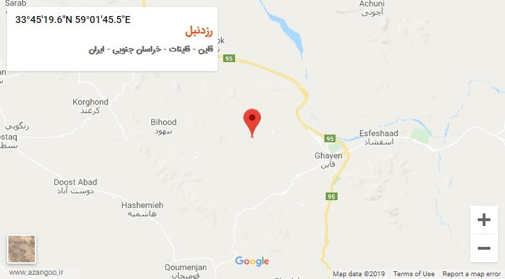 روستای رزدنبل بر روی نقشه