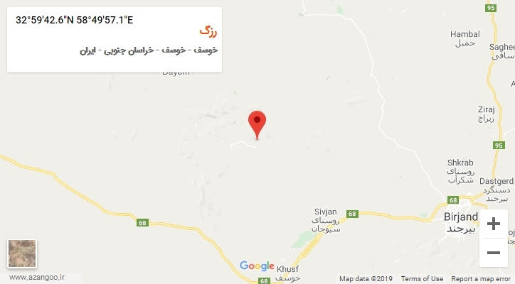 روستای رزگ بر روی نقشه