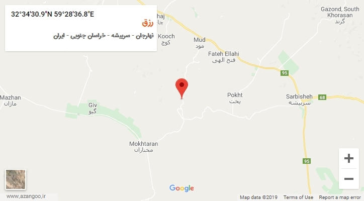 روستای رزق بر روی نقشه