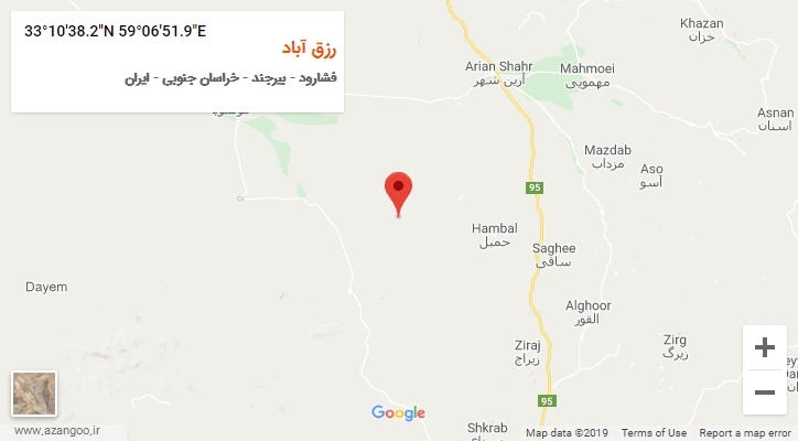 روستای رزق آباد بر روی نقشه