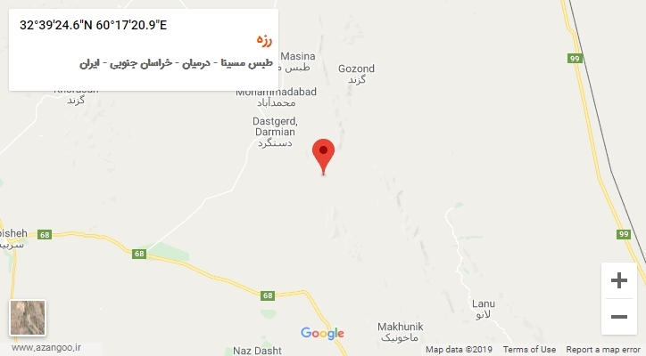 روستای رزه بر روی نقشه