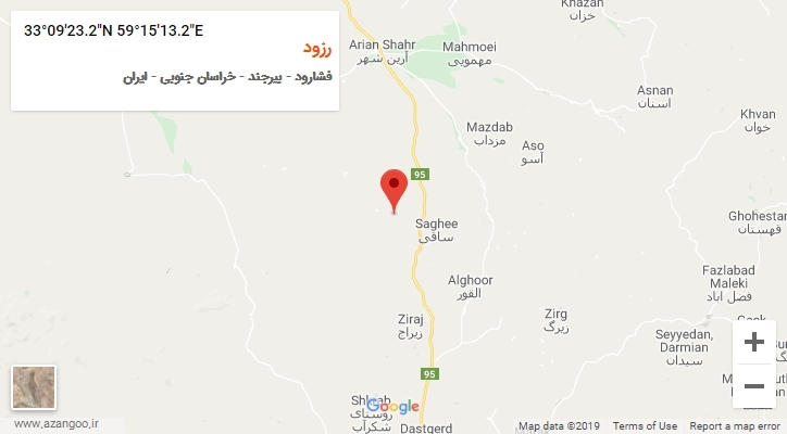 روستای رزود بر روی نقشه