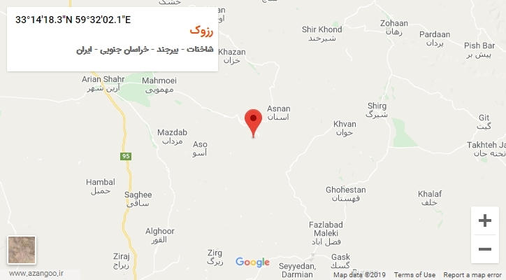 روستای رزوک بر روی نقشه