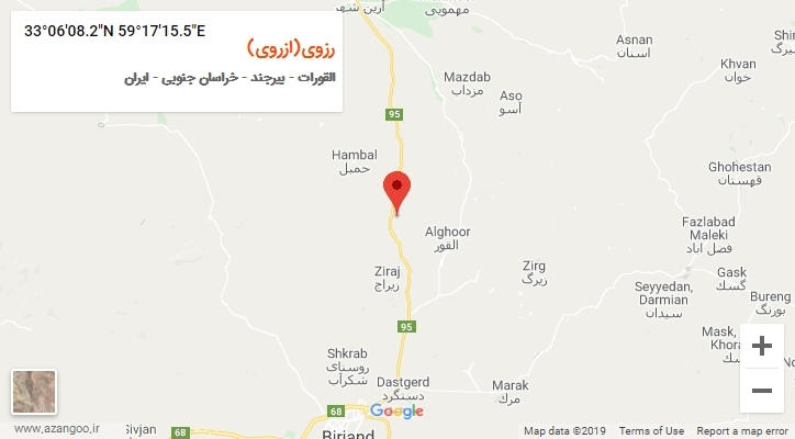روستای رزوی(ازروی) بر روی نقشه