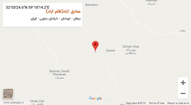 روستای صادق آباد(ظلم آباد) بر روی نقشه