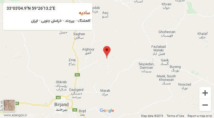 روستای سادیه بر روی نقشه