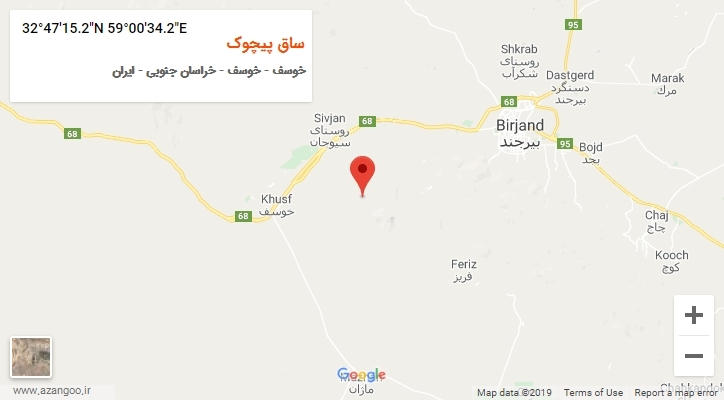 روستای ساق پیچوک بر روی نقشه