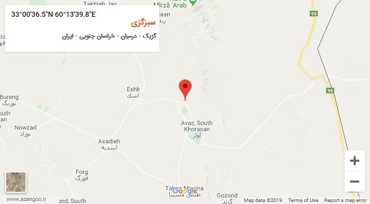 روستای سبزگزی بر روی نقشه