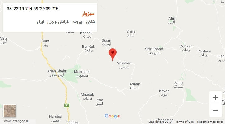 روستای سبزوار بر روی نقشه